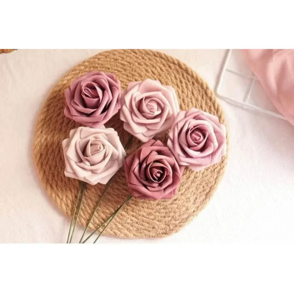 25 count | Shades of Mauve Ombre Colors Dusty Pink Roses Wedding Flowers Bouquet - Picture 2 of 4